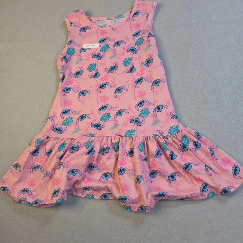 Disney Lilo & Stitch Pink Tropical Drop Waist Dress Girls XS 4-5 186946LSM